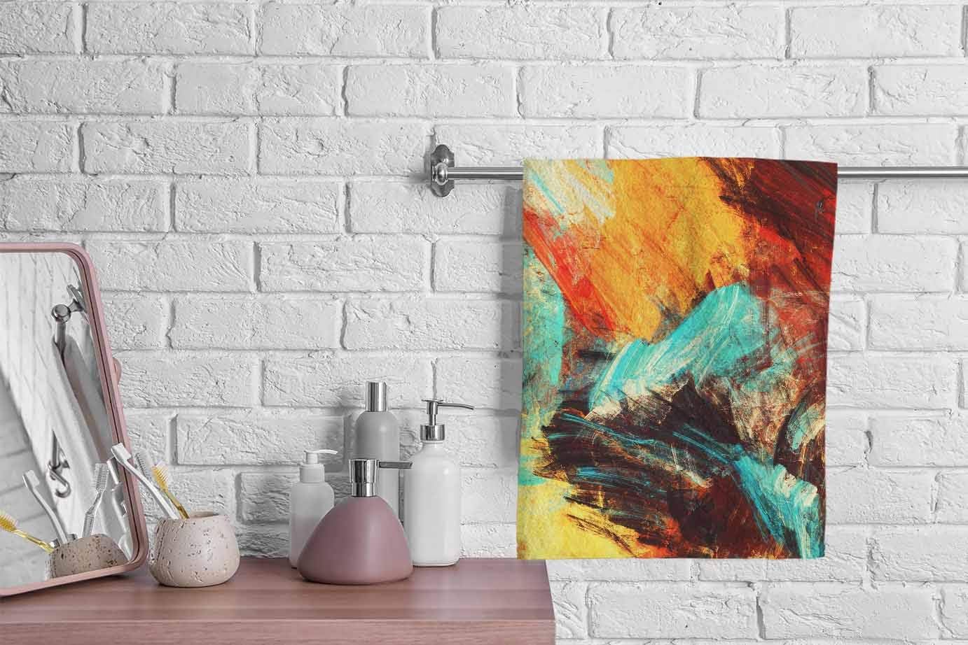 oFloral Bright Artistic Splashes Hand Towels,Abstract Painting Multicolor Dynamic Modern Futuristic Pattern Soft Comfortable Towel for Bath/Kitchen/Yoga/Golf/Hair Towel 15X30 Inch - Image 8