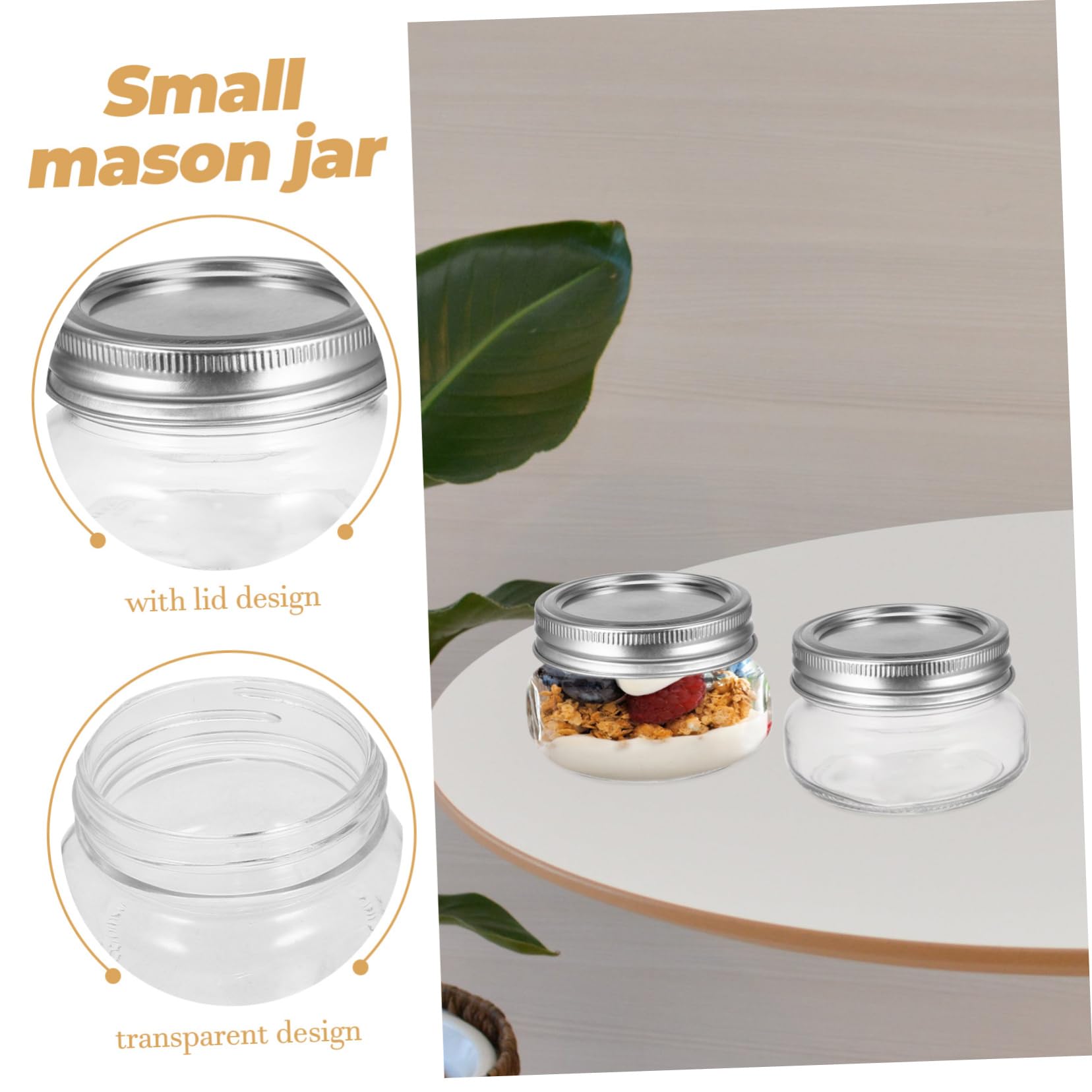 Alipis 6 Kleiner Gläser aus Glas mit Deckel 150ml Wiederverwendbar Tragbar Vorratsdosen für Küche für Tee und Marmelade