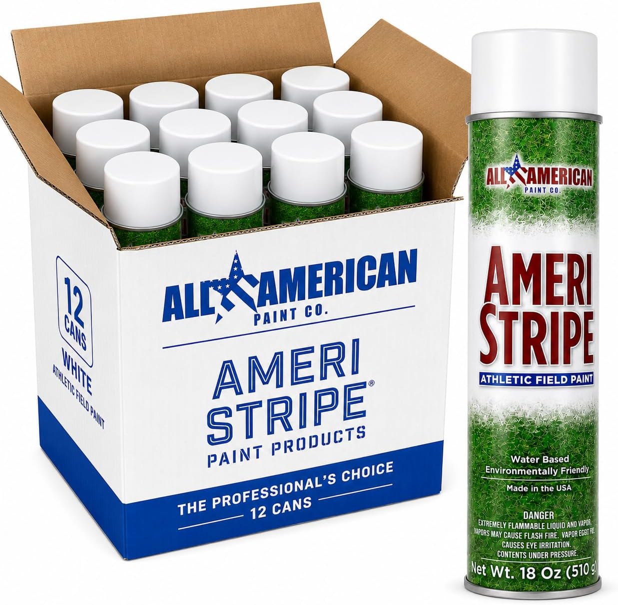 White Athletic Field Marking Spray Paint - 1 Case Pack (12 Cans) 18 oz of Paint per Can