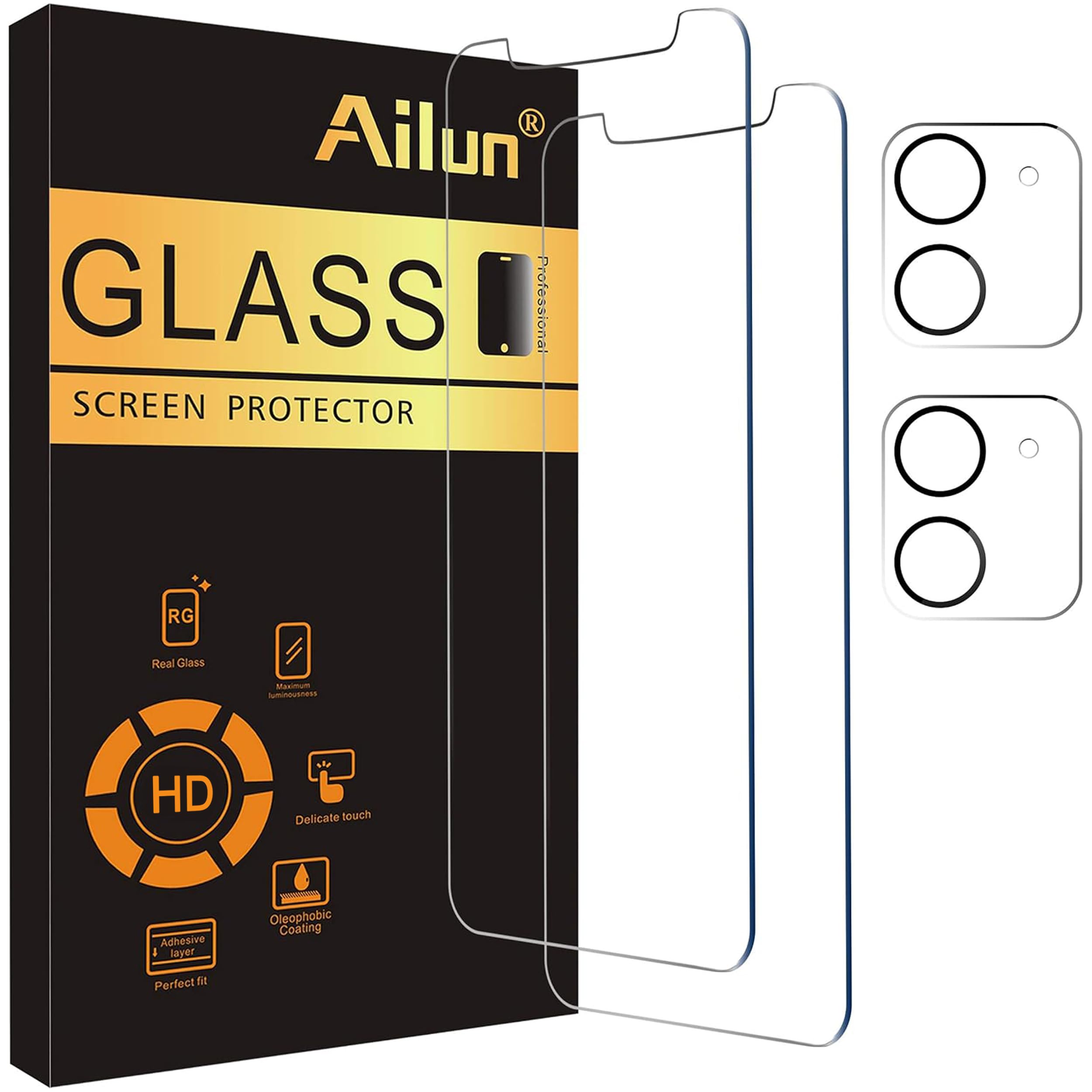 Ailun Screen Protector+Camera Lens Protector for iPhone 12 Mini, 2+2 Pack