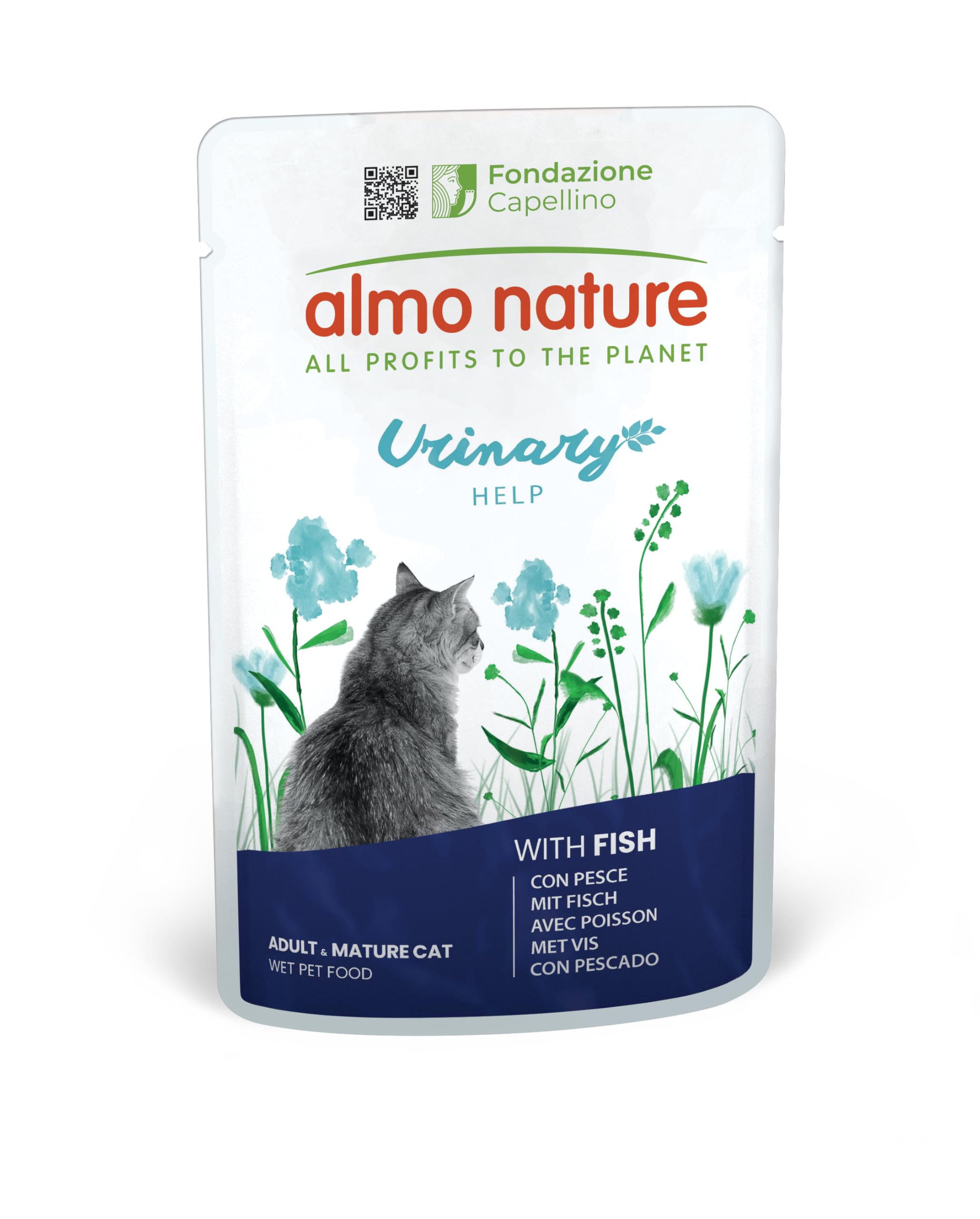 Almo Nature Functional Urinary Help - Cibo Umido per Gatti Adulti al Pesce - Supporto per il Benessere delle Vie Urinarie - 30 Buste da 70g