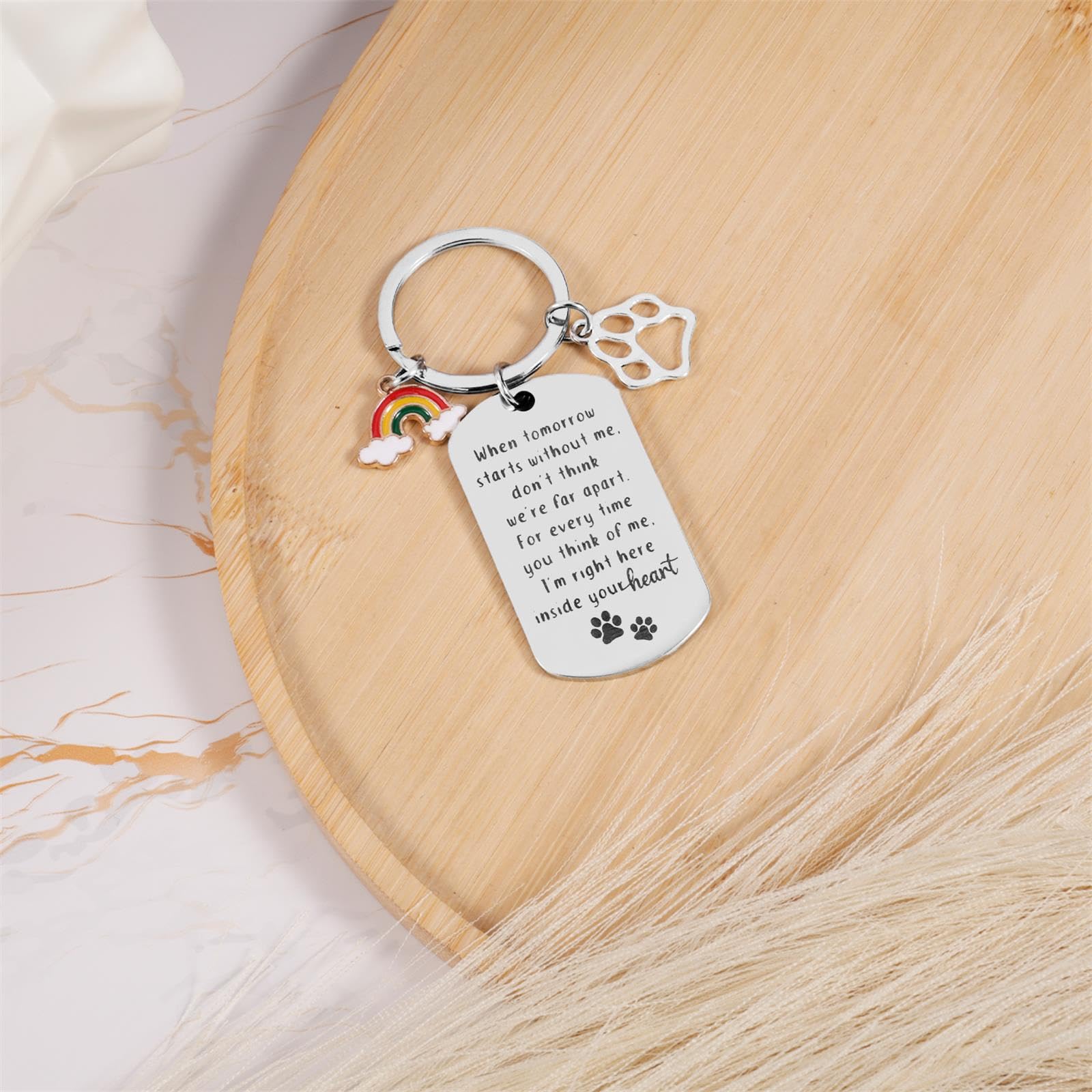 XIHIRCD Portachiavi Commemorativo per Cani per la Perdita del Cane, Regalo Commemorativo per Cani con Ponte Arcobaleno Portachiavi per Cani con Simpatia e Lutto per Cani Gatti Animali Domestici