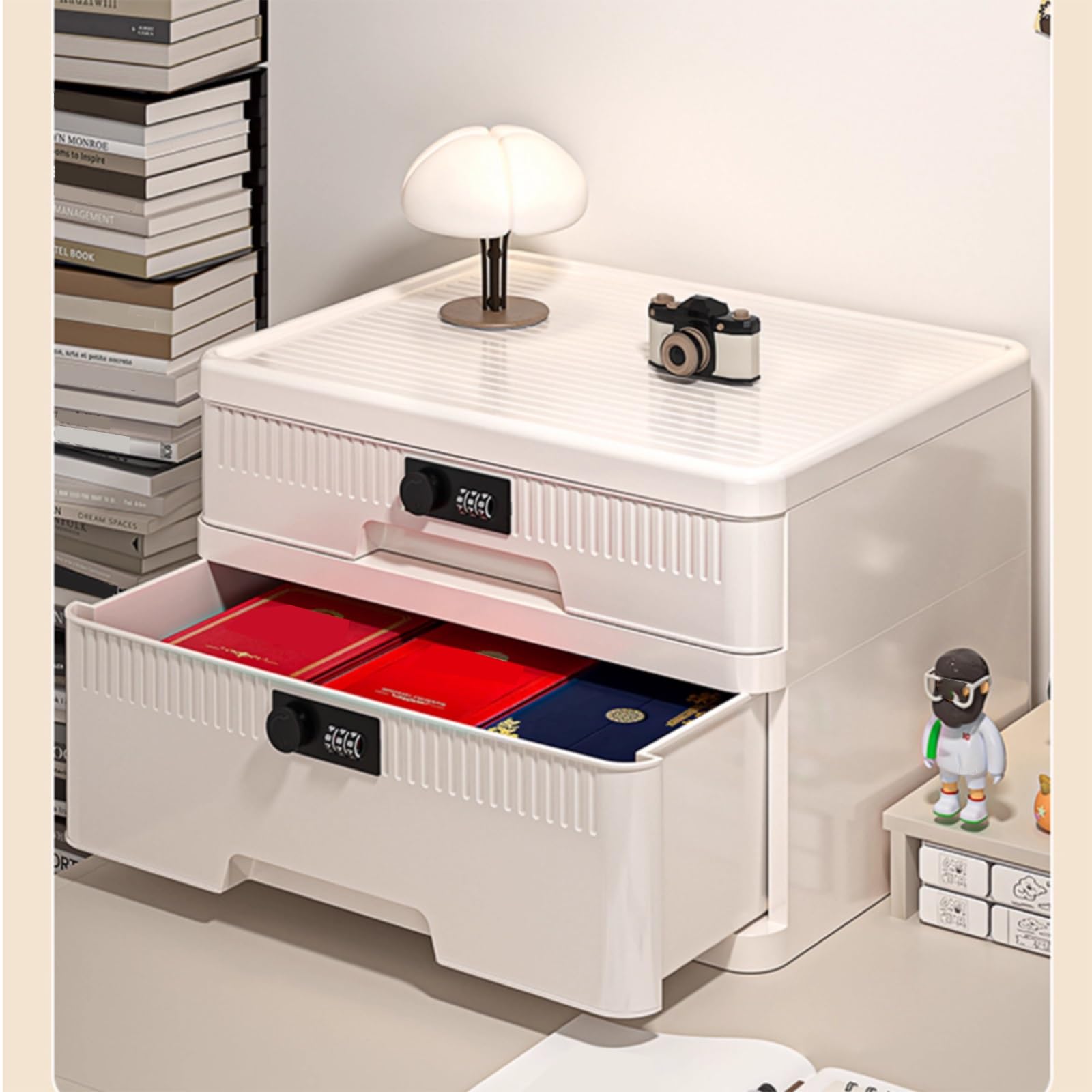 Abschließbare Aufbewahrungsbox Mit Zahlenschloss – A4-Ordner Für Büro, Zuhause Und Wohnheim, Schreibtisch-Dokumentenschrank Für Dokumente, Ordner Und Zubehör(4-Layers)