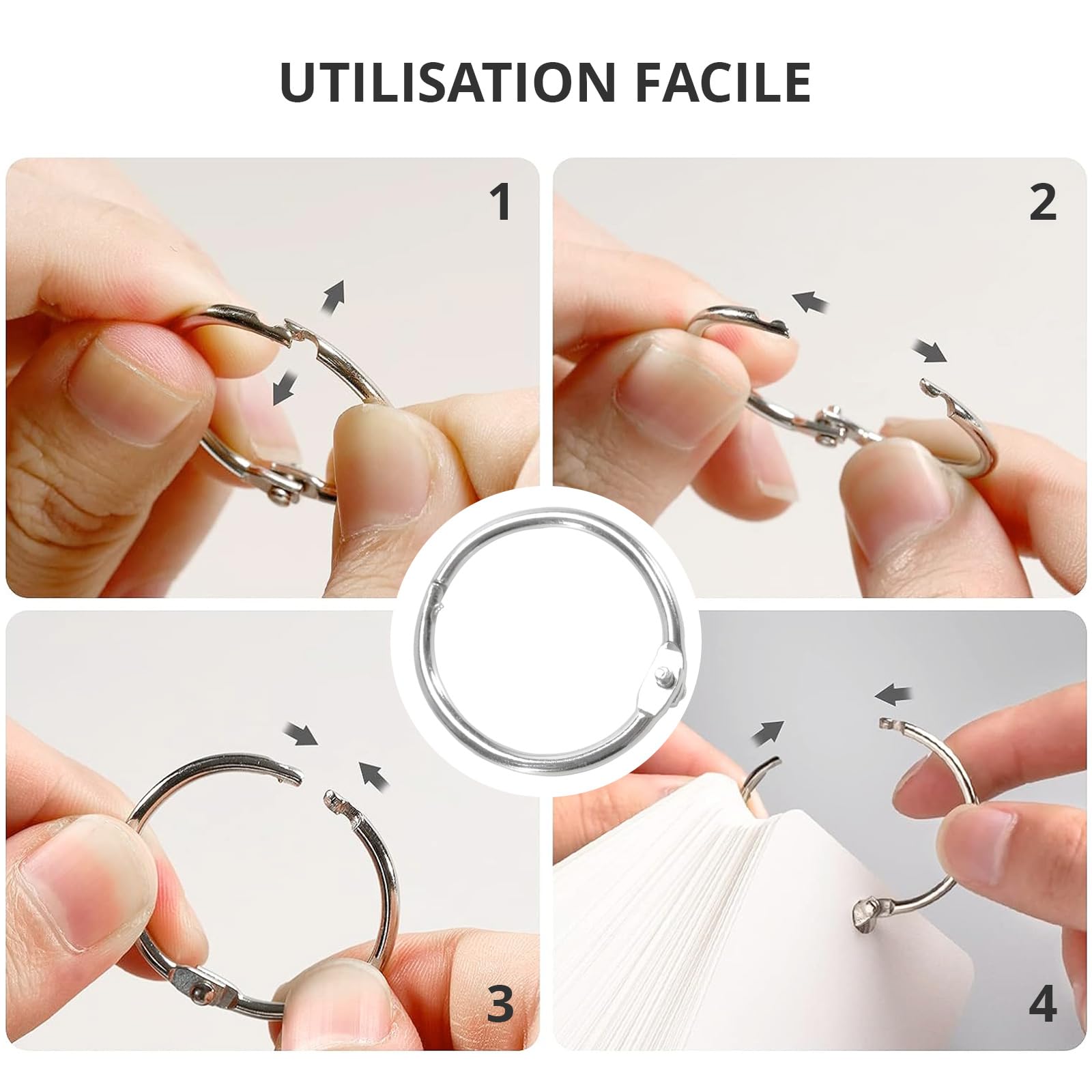 Anelli Per Libri In Metallo - 20 Pezzi Argento - Per Rilegatura E Organizzazione - Foto 3