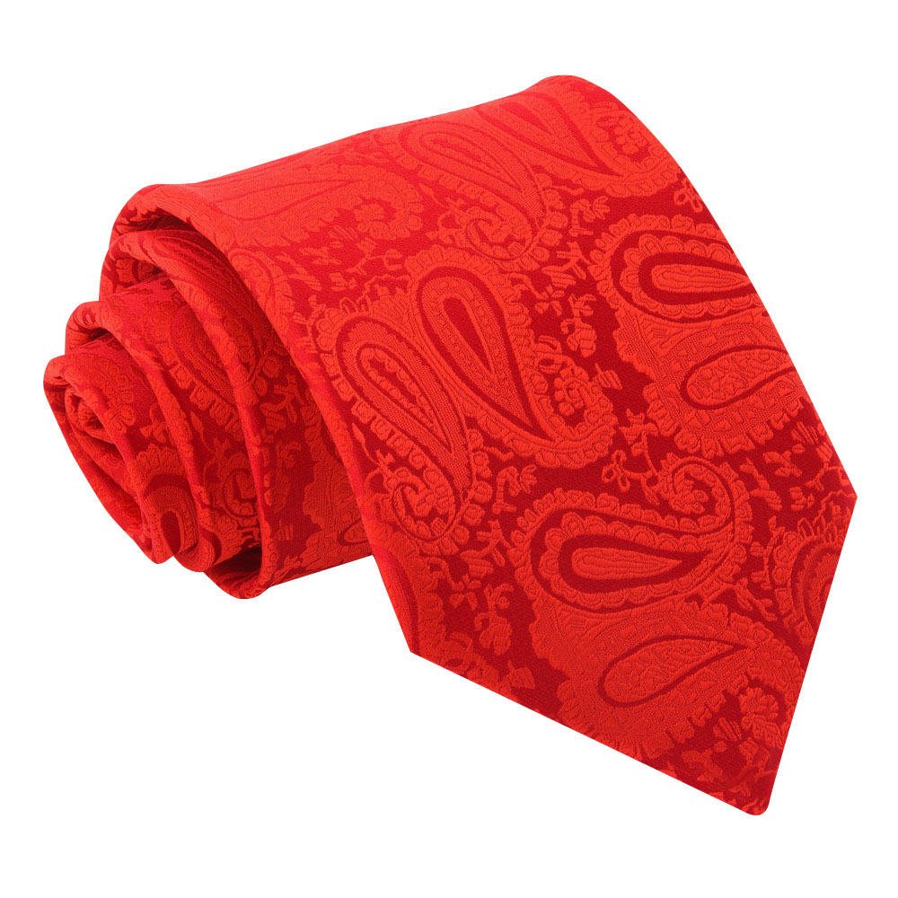 Dqt Men's Red Paisley Floral Jacquard Tie – 9Cm Classic Width Necktie For Wedding Business & Formal Wear –