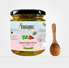 Organic Anand Natural Hari Mirchi Ka Achar | Bharwa Hari Mirchi,Stuffed Green Chilli Pickle | Homemade, Traditional Taste & Authentic Stuffed Chilli Pickle| 350gm Jar (Pack Of 1)