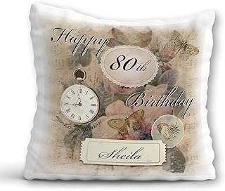 80th Birthday Gift for Women - Custom Birthday Cushion Her - Personalised 80 Years Pillow - Any Birthdays 65th 75th 85th 95th 60th 100th Gift Idea For Mum Grandma Nan Auntie