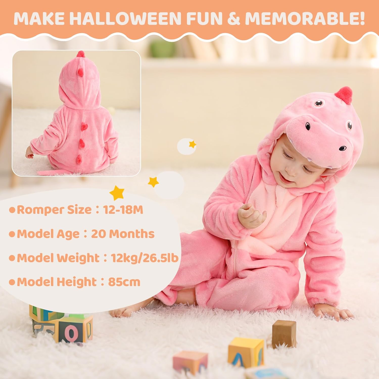 Baby Animal Cosplay Costume Hooded Romper Soft Infant Toddlers Halloween Outfits Winter Autumn Jumpsuit