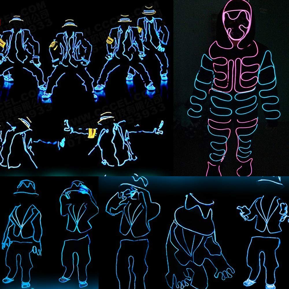 10 x 1m EL Wire EL Kabel Neon Beleuchtung leuchtschnur Neon Beleuchtung Draht Lichtschlauch Leuchtschnur für Weihnachtsfeiern Rave Partys Halloween Kostüm Blau Rot Rosa Weiß Grün