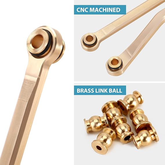 INJORA Brass High Clearance Chassis Links for 1/18 TRX4M Defender Bronco