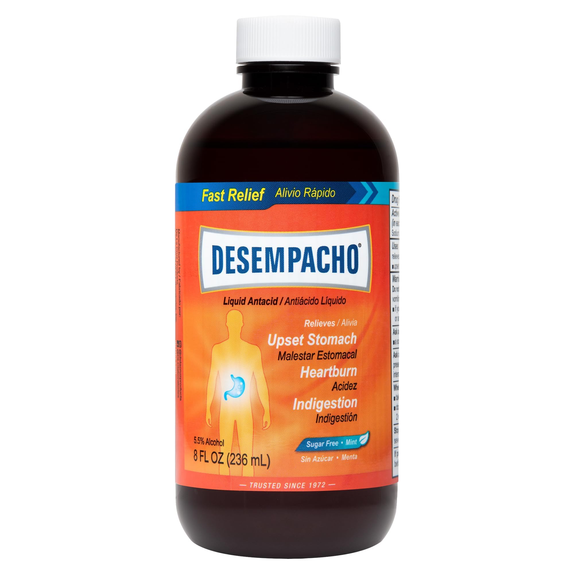 De La Cruz Desempacho Antacid Liquid with Sodium Bicarbonate / No Artificial Colors / No Preservatives 8 FL OZ