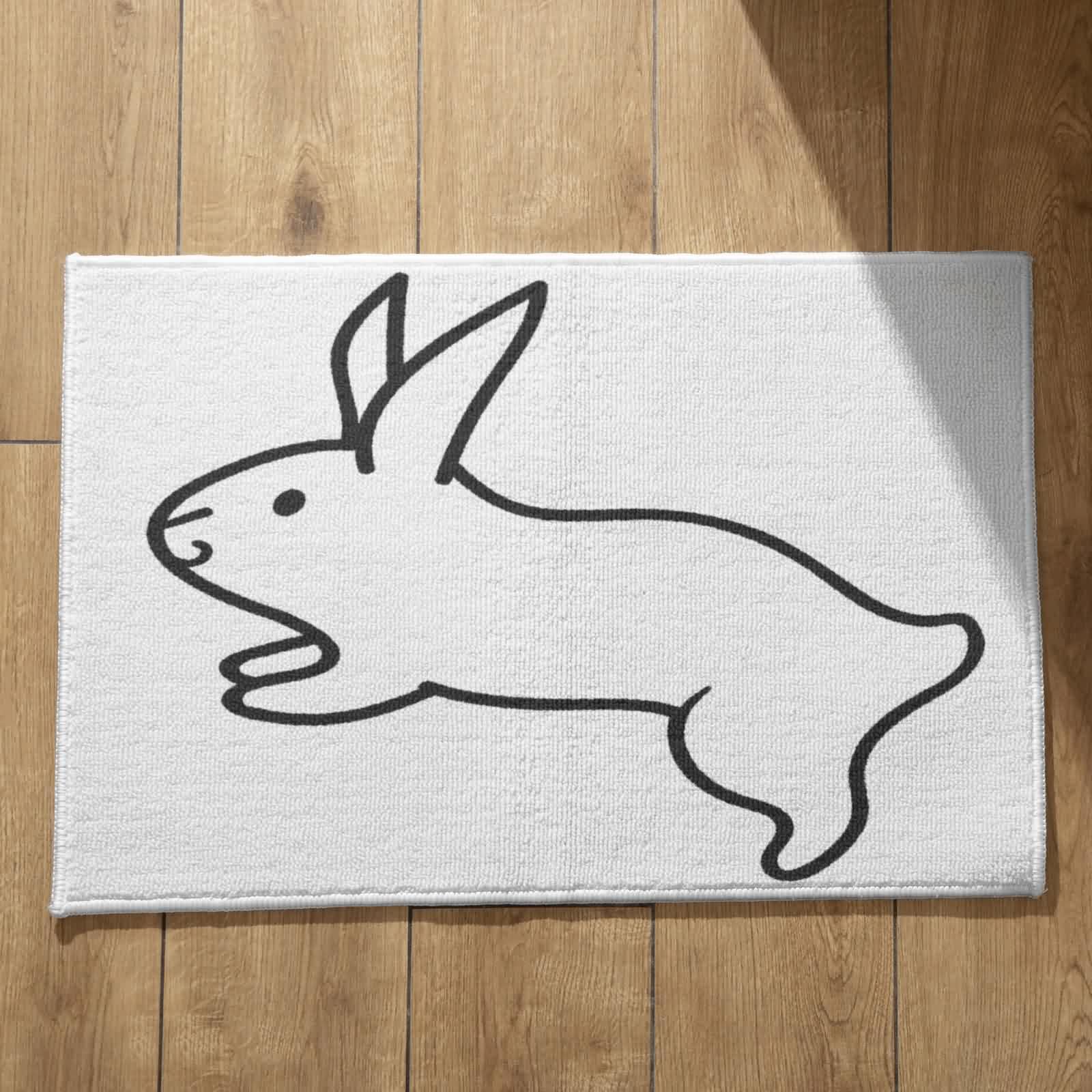 Tapis de bain et WC CEVAN pour une entrée propre et accueillante avec motif lapin