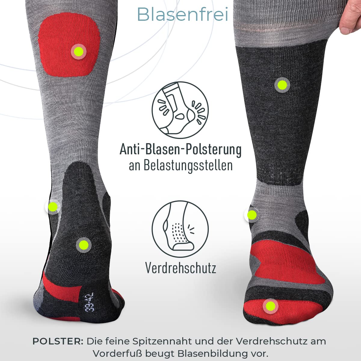 Piarini 2 Paar Unisex Skisocken Skistrumpf Wintersport Snowboard - atmungsaktive Socken Kniestrümpfe Thermosocken Funktionssocken aus Merino Wolle Outdoorsocken