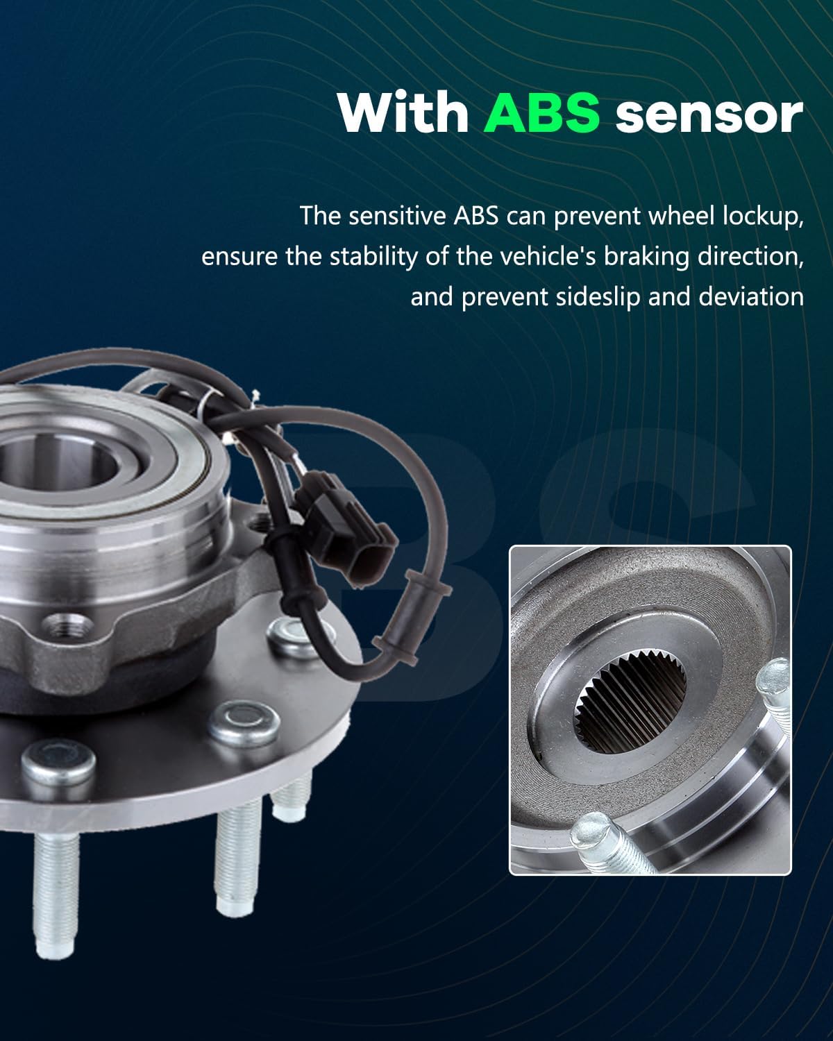 SCITOO Wheel Hub Wheel Bearing Assembly Front 515061 fit for Dodge for Ram 2500 PICKUP 2003-2005 for Dodge for Ram 3500 PICKUP 2003-2005 8 Lugs Wheel Hub Bearing Assemblies W/ABS 2pcs