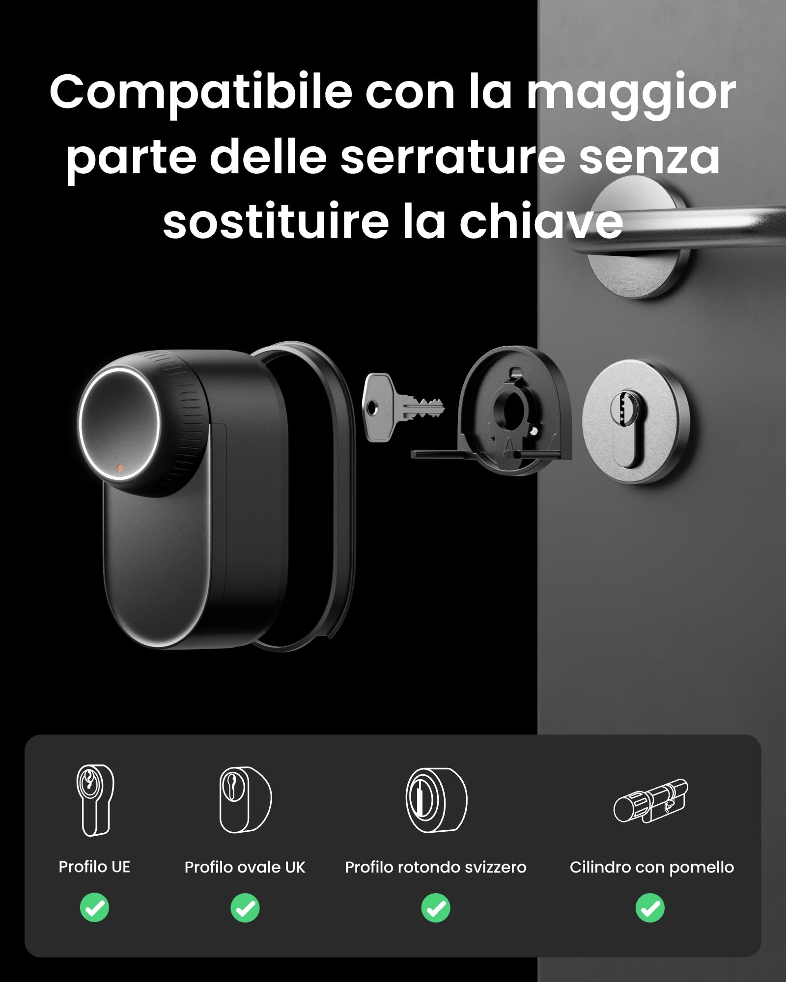 SwitchBot WiFi Smart Lock Ultra con Tastierino e Riconoscimento Facciale 3D, Serratura Smart con Impronte Digitali, Serratura Elettronica con Batteria Ricaricabile, Adatta a Matter, Alexa, Google