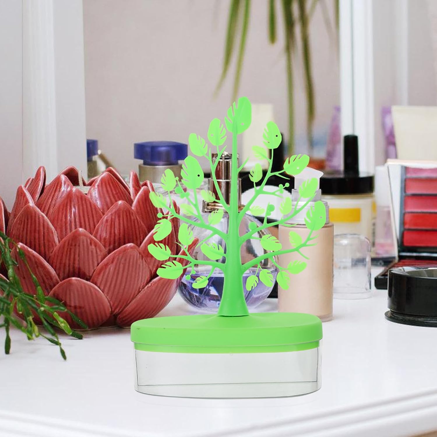 Green Plastic Jewelry Display Tree with Many Branches for Small Bows image 5