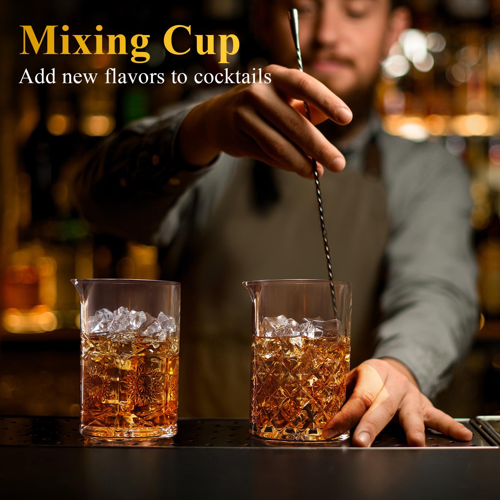 Inbagi 4 vasos mezcladores de cóctel de 23.5 onzas de vidrio para mezclar cócteles Martini, vasos de cristal de fondo grueso, tazas de mezcla estables para bebidas, camarero, hogar, bar, accesorios,