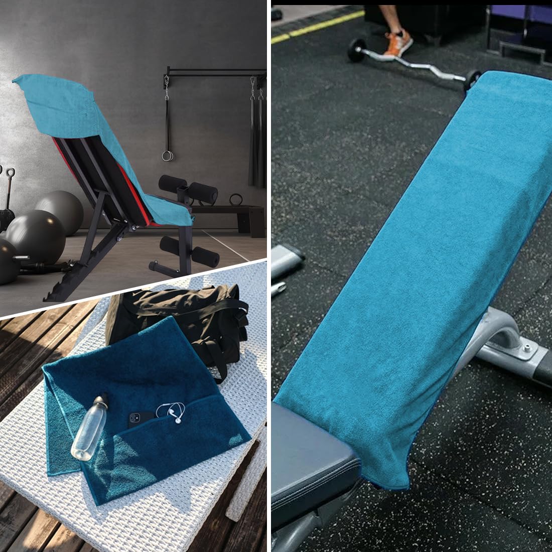 Toalla de Fitness con Bolsa de Microfibra, Toalla de Deporte Toallas de Microfibra con Bolsillo con Cremallera, Toalla de Gimnasio, Gym Towel