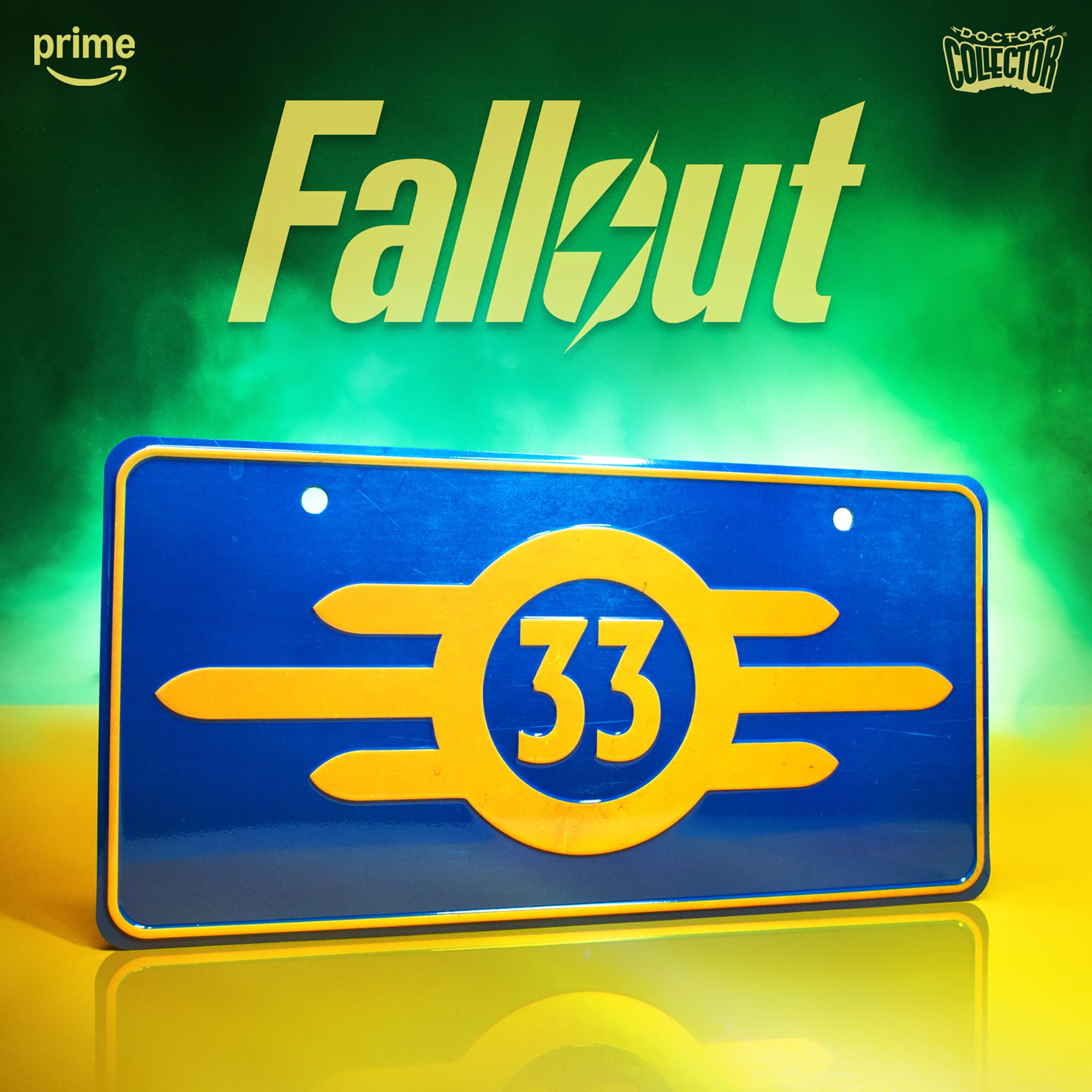 Doctor Collector: Fallout: License Plate - Vault 33 - Officially Licensed Based On The Hit Series, Collectible Memorabilia Decor, 13.19 x 6.3