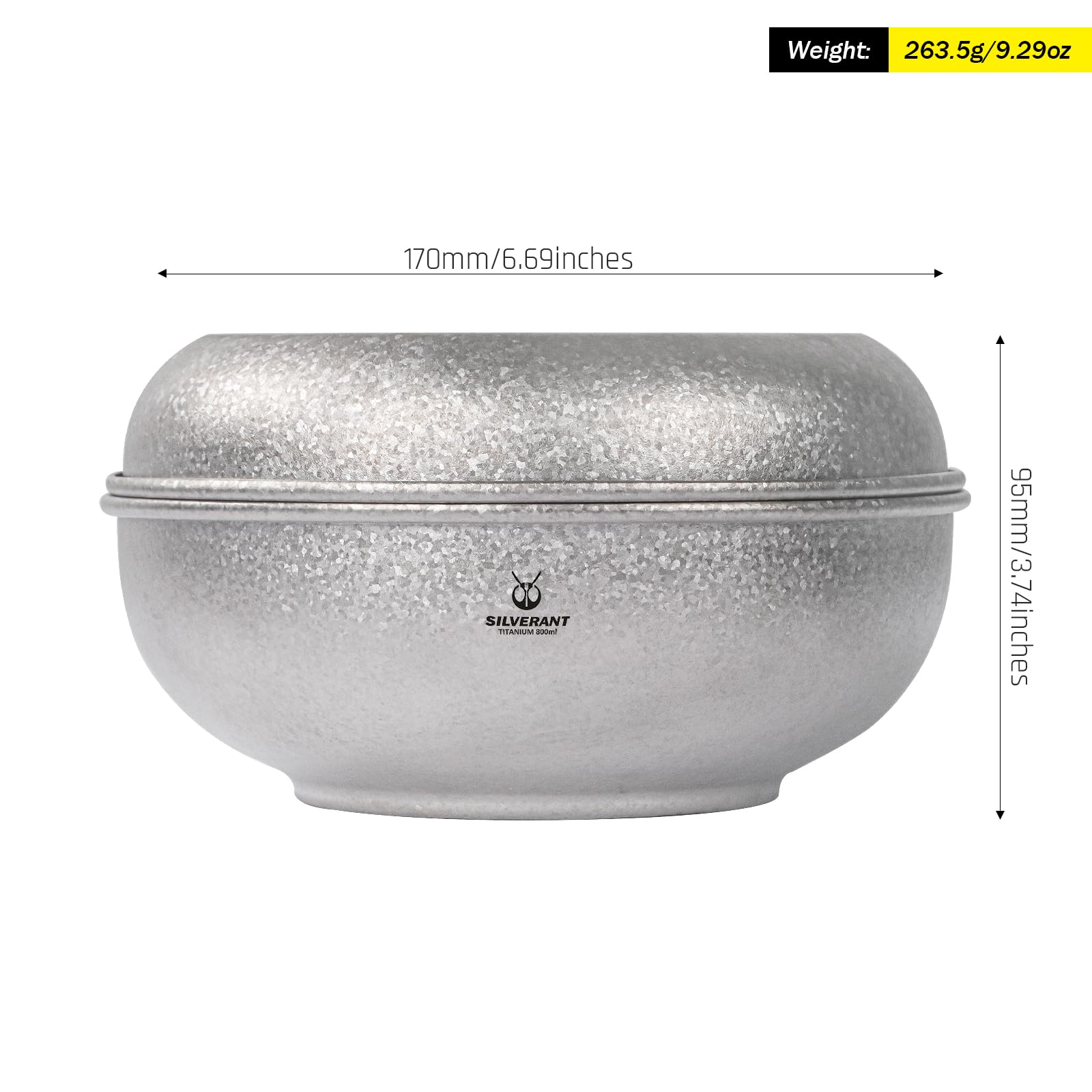 SILVERANT Titan-Camping-Schüsseln, einwandige Reisschale, kristallisiert, ultraleichtes Geschirr, Outdoor-Geschirr für Picknick, Wandern, Rucksackreisen (800 ml)