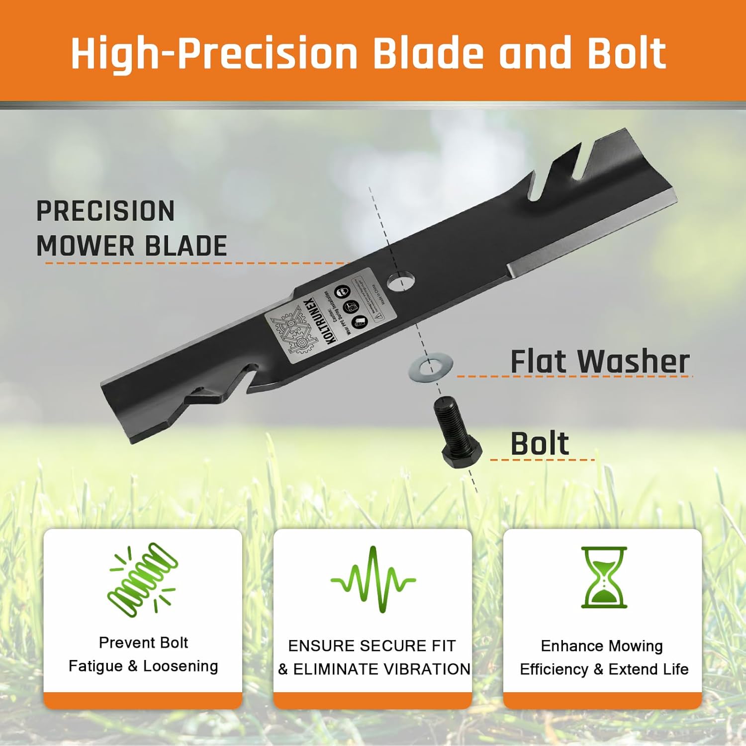 High Lift Mower Blades 14.49" Replacement for Bad Boy 038-4222-00 Fits 42 Inch Deck MZ, MZ Magnum, Rambler, Maverick HD, Circle Center Hole 3PCS with Bolts and Washes