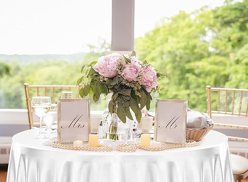 Miniatura 7 de Paquete de 10 manteles de satén de 120 pulgadas, redondos, sedosos, de color blanco, tela lavable y de seda brillante, para decoración de bodas,