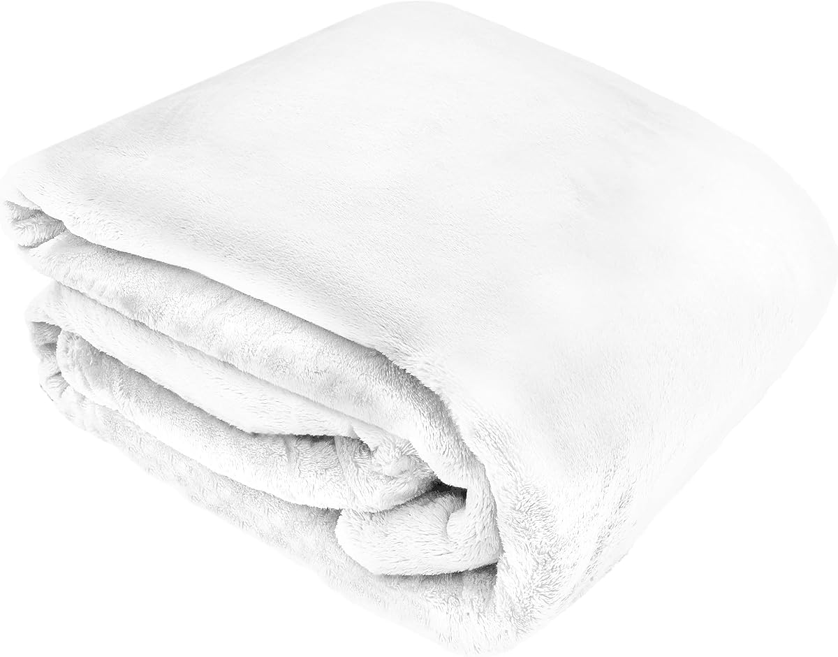 Plush Flannel Bed Blanket - Soft, Lightweight, Fleece Blanket for Couch, Bed & Home Decor - Anti Pilling and Non Shedding Fleece Bed Blanket - King/California King (108" x 90") - White