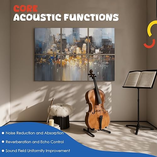 Miniatura 3 de Paneles acústicos artísticos, paneles de absorción de sonido de 72 x 48 x 0.4 pulgadas, mejores paneles de sonido que la espuma insonorizada,