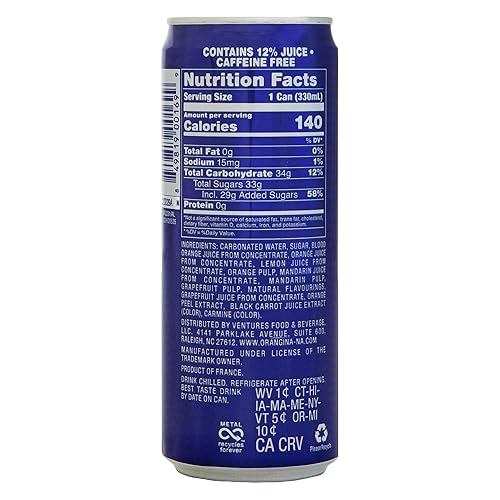 Miniatura 4 de Orangina - Bebida francesa de jugo de naranja en sangre Rouge - Pulpa ligera - Receta francesa europea importada original - Rouge paquete de 24