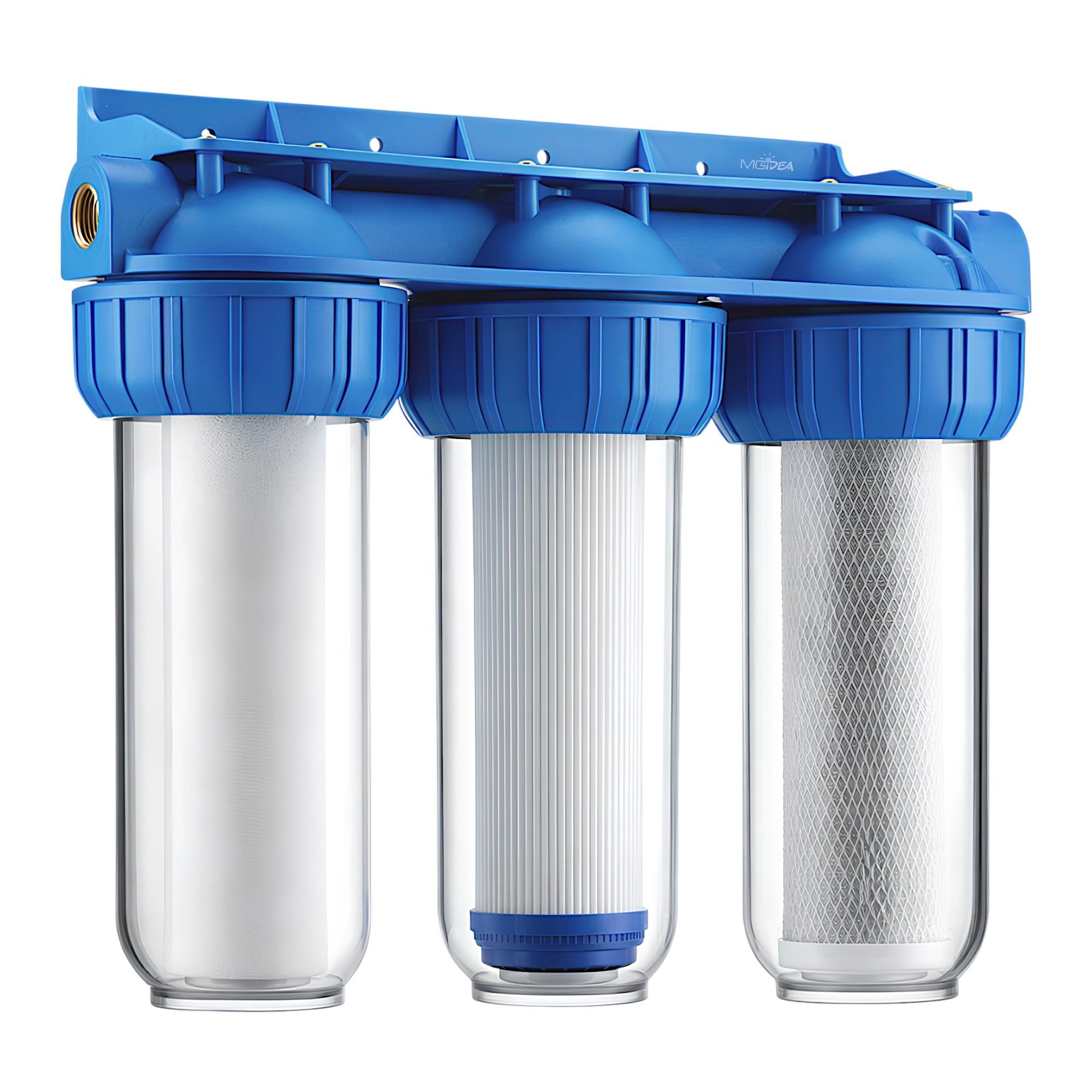 Depuratore Sistema Filtro Filtrazione Acqua 3 Stadi Cartucce 10" Pollici Filtri Sedimenti e Carboni Attivi, 254mm per impanti idrici domestici (1/2" (20,67mm))