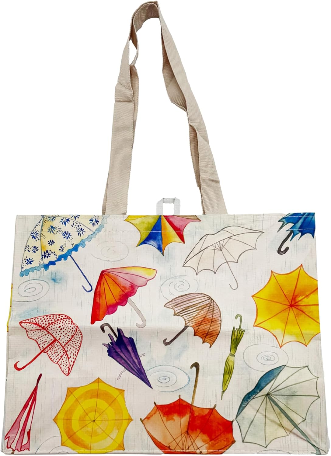 Earthwise Reusable Shopping Bags Made from OceanBound Plastic, Eco Friendly Heavy Duty Totes-17.5" H x 13.5" W x 8" D(5 Pack) (Rain) - Image 4