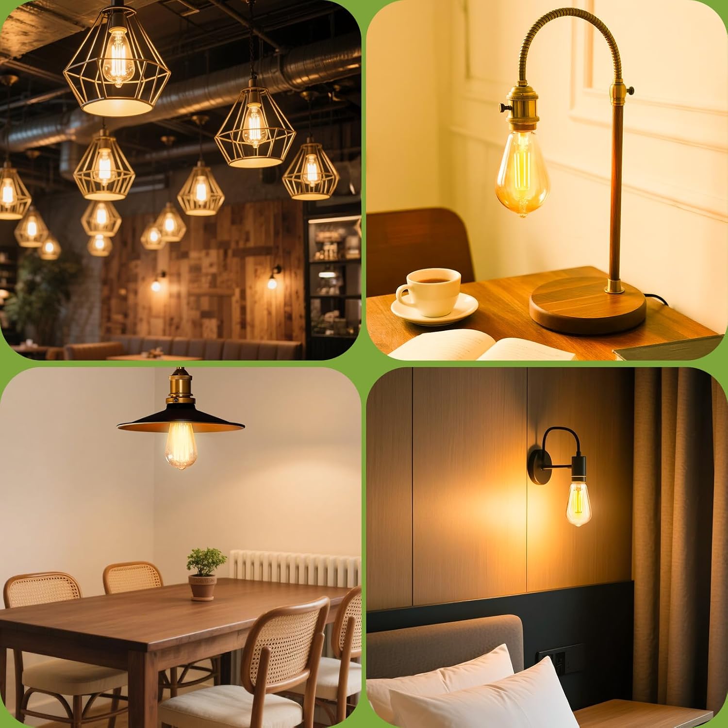 Sigalux LED Edison Bulbs 40 watt Equivalent, E26 Light Bulb Dimmable, Soft White 2700K, Amber Glass ST58 Vintage LED Bulbs, 90+ CRI, 4.5W 400LM, E26 Base, 4 Pack