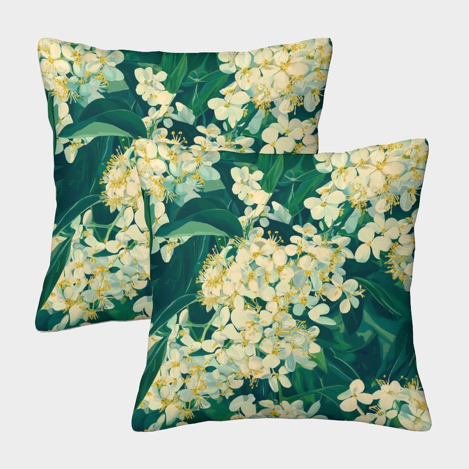 kaiyun 2 Pack Elderflower Blossoms,Popular Style Pattern Pillow Case 50x50cm Throw Pillow Case,Modern Decoration Pattern for Terrace Sofa Bedroom Indoor Outdoor Party