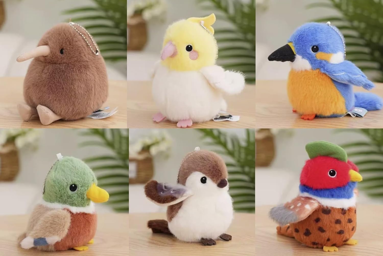 Niceup 4.5in Bird Small Stuffed Plush Animals Mallard Duck Cockatiel Kiwi Kingfisher Pheasant Sparrow Stuffies Cuddly Bead Bag Sensory Toy for Easter Basket Stuffer