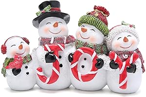 Handmade 7.75" Length Christmas Joy Snowman Figurine: A Festive Winter Decor Delight