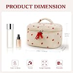 Prite Grand sac de maquillage Cute Cosmetic Bag pour les femmes Sac de toilette Sac de voyage Make Up Organizer Bag (Strawberry) . Vanité, Soft, Léger, Grande Capacité, Organisateur, Esthétique, Mignon, Poignée, Fermeture, Brosse Mesh, Lavable