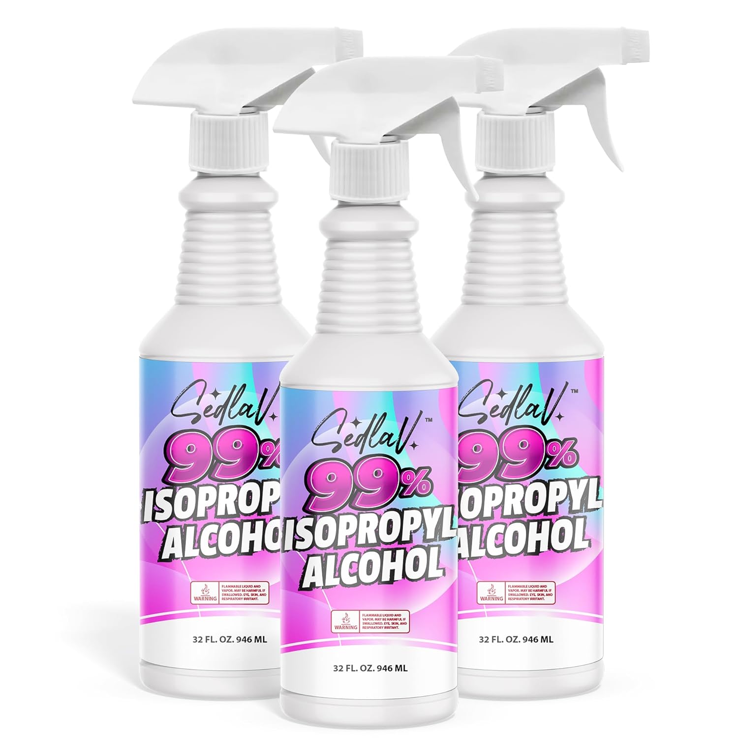 SEDLAV Isopropyl Alcohol 99% Spray 32 Fl Oz Spray Bottle Rubbing Alcohol Sprayer 99 Percent Isopropyl Alcohol Spray Technical Use (3)