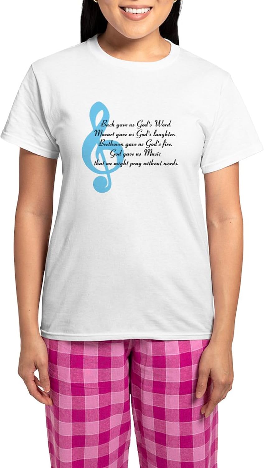 CafePress God Gave Us Music Pajamas Women's Novelty Cotton Pajama Set, Comfortable PJ Sleepwear