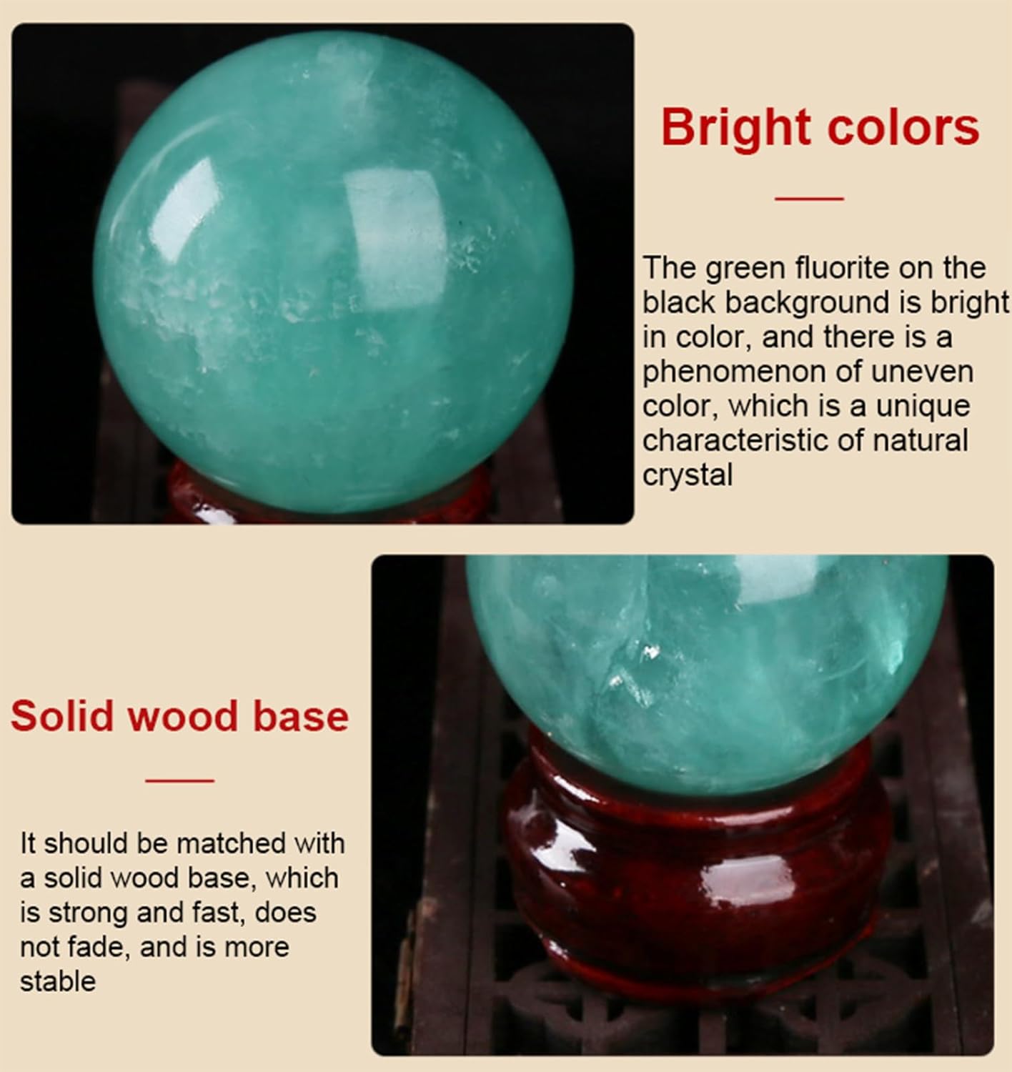 Beautiful Green Fluorite Crystal Ball with Stand,Decorative Sphere for, Quartz Balls for Home Decor and Divination,40~45mm
