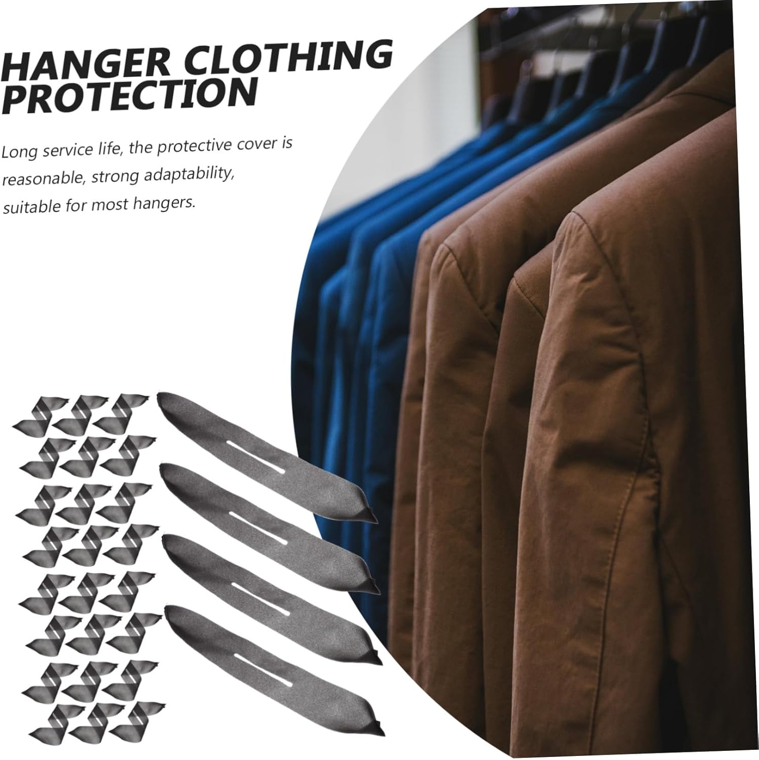 200pcs - Hanger Sponge Covers Non-Skid Hanger Grips Lightweight Clothing Protector for Suits and Coats Fit Easy to Install