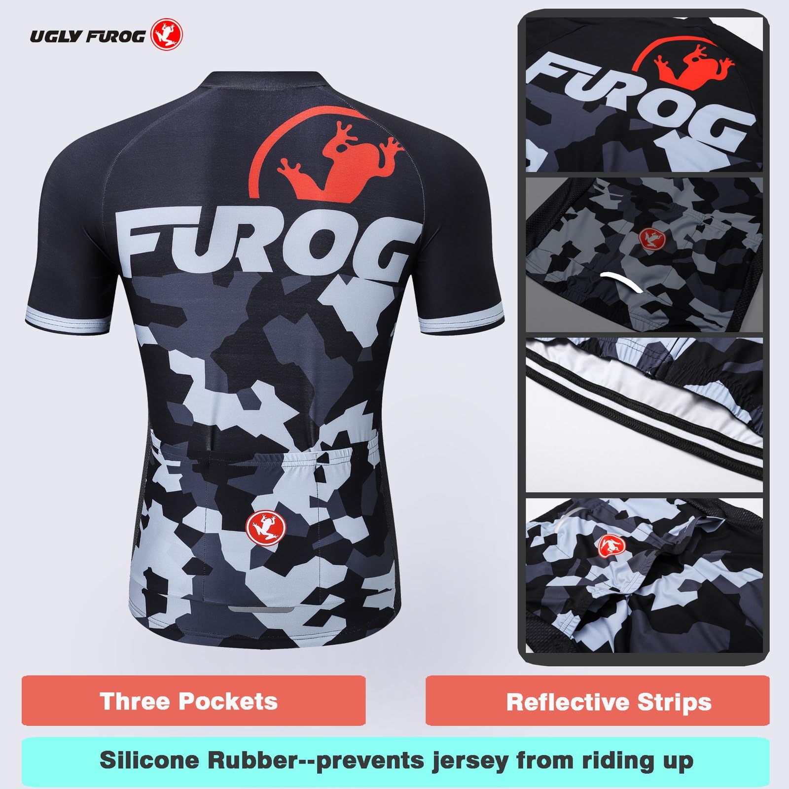 UGLY FROG Set Ciclismo Uomo – Maglia Mezza Manica E Salopette Con Fondello In Gel 3D – Tessuto Traspirante