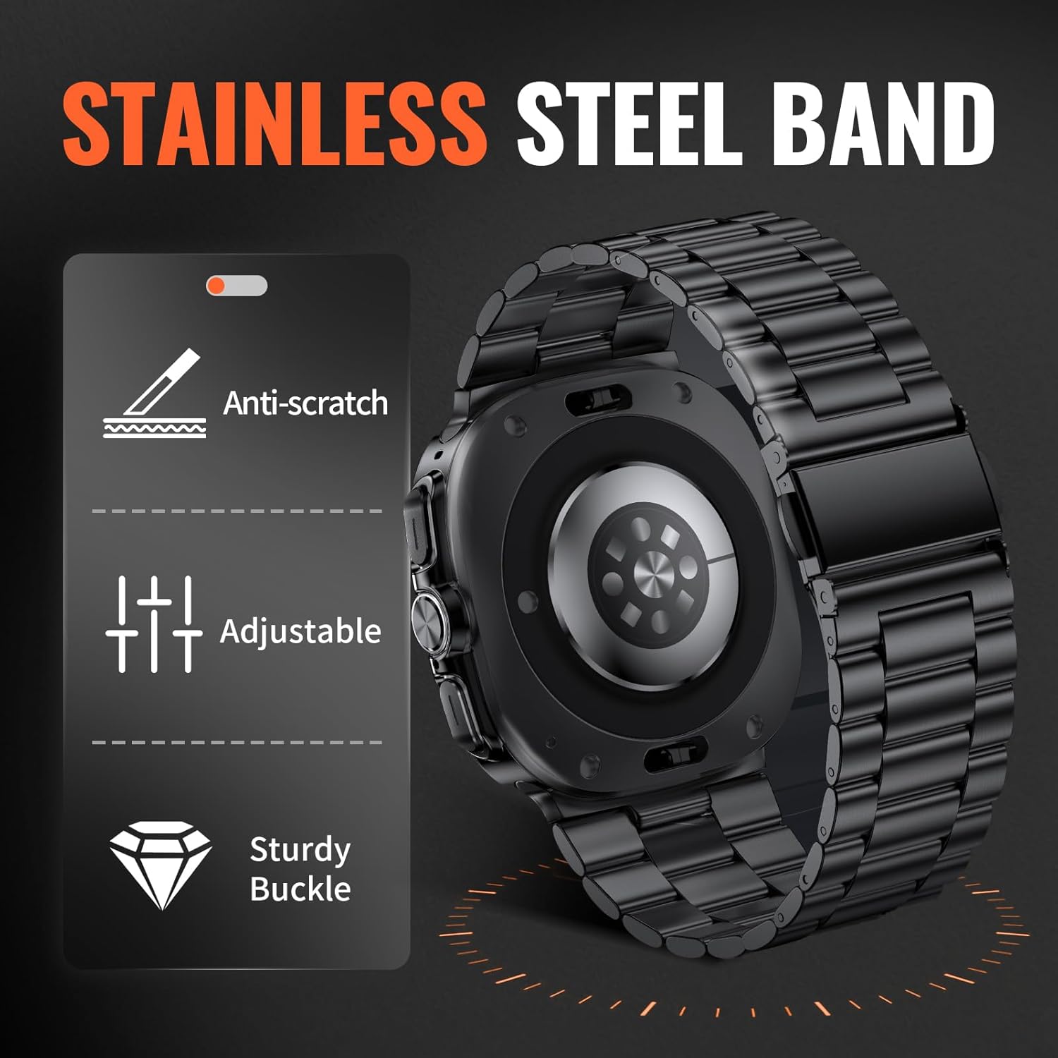 Stainless Steel Band Compatible with Samsung Galaxy Watch 8 40mm 44mm (2025), Galaxy Watch 8 Classic 46mm, No Gap Solid Metal Business Replacement Strap for Men Women