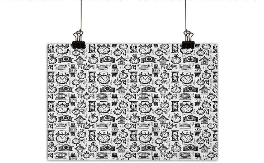 Vintage Light Luxury American Oil Painting Hand Drawn Sketch Style Monochrome Digital Wrist Analog Watches Bird Wall Clocks Home and Everything 20"x16" Black White