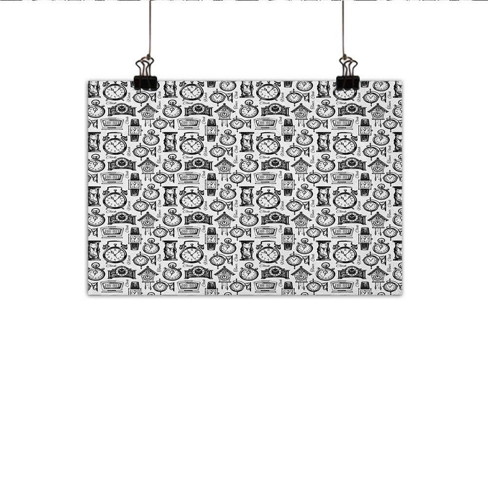 Vintage Light Luxury American Oil Painting Hand Drawn Sketch Style Monochrome Digital Wrist Analog Watches Bird Wall Clocks Home and Everything 20"x16" Black White