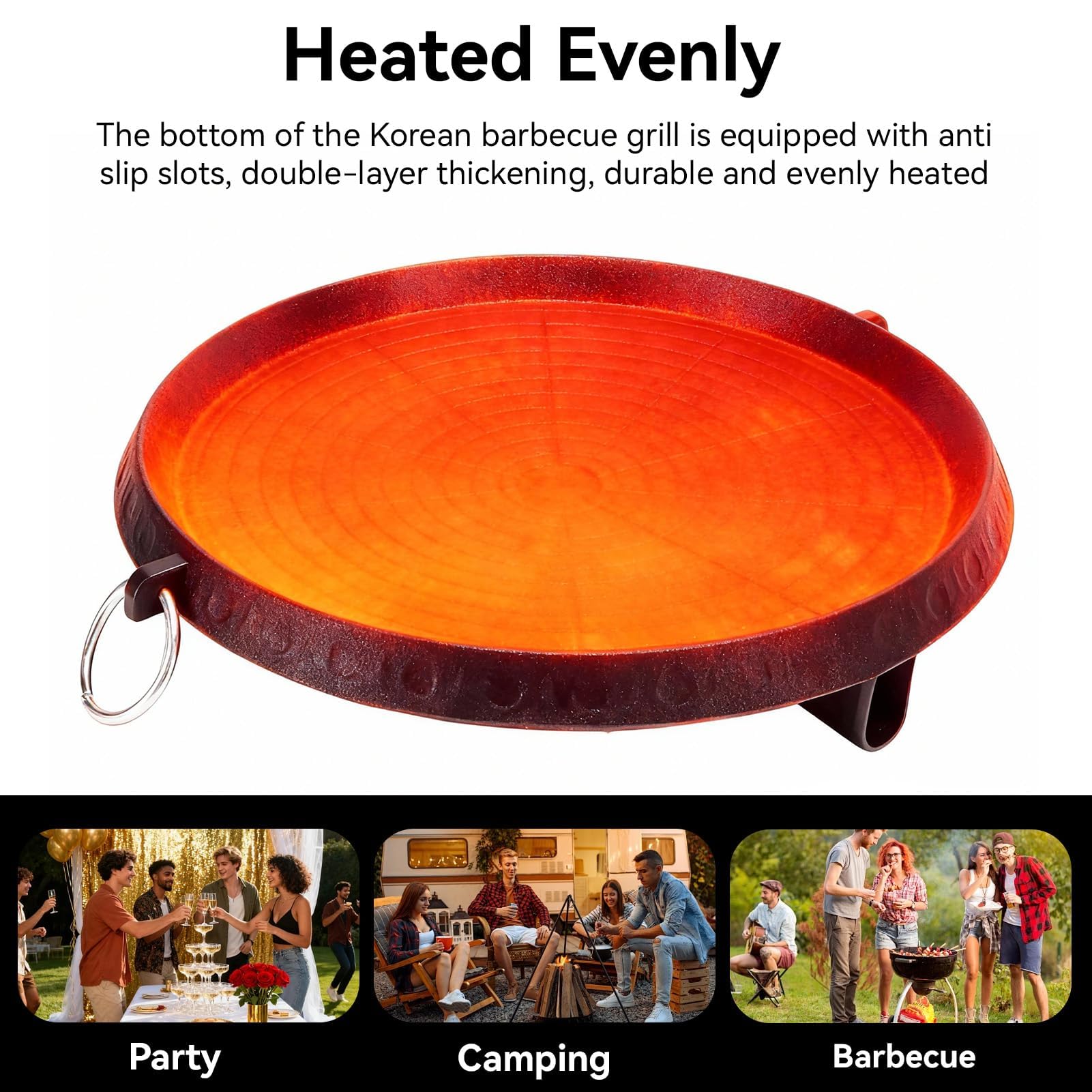 HERCHR Gril Antiadhésif Pour Barbecue Coréen, Poêle à griller pour barbecue de style coréen,plaque de gril avec surface enduite Maifan pour dessus de cuisinière, grillades intérieures et extérieures