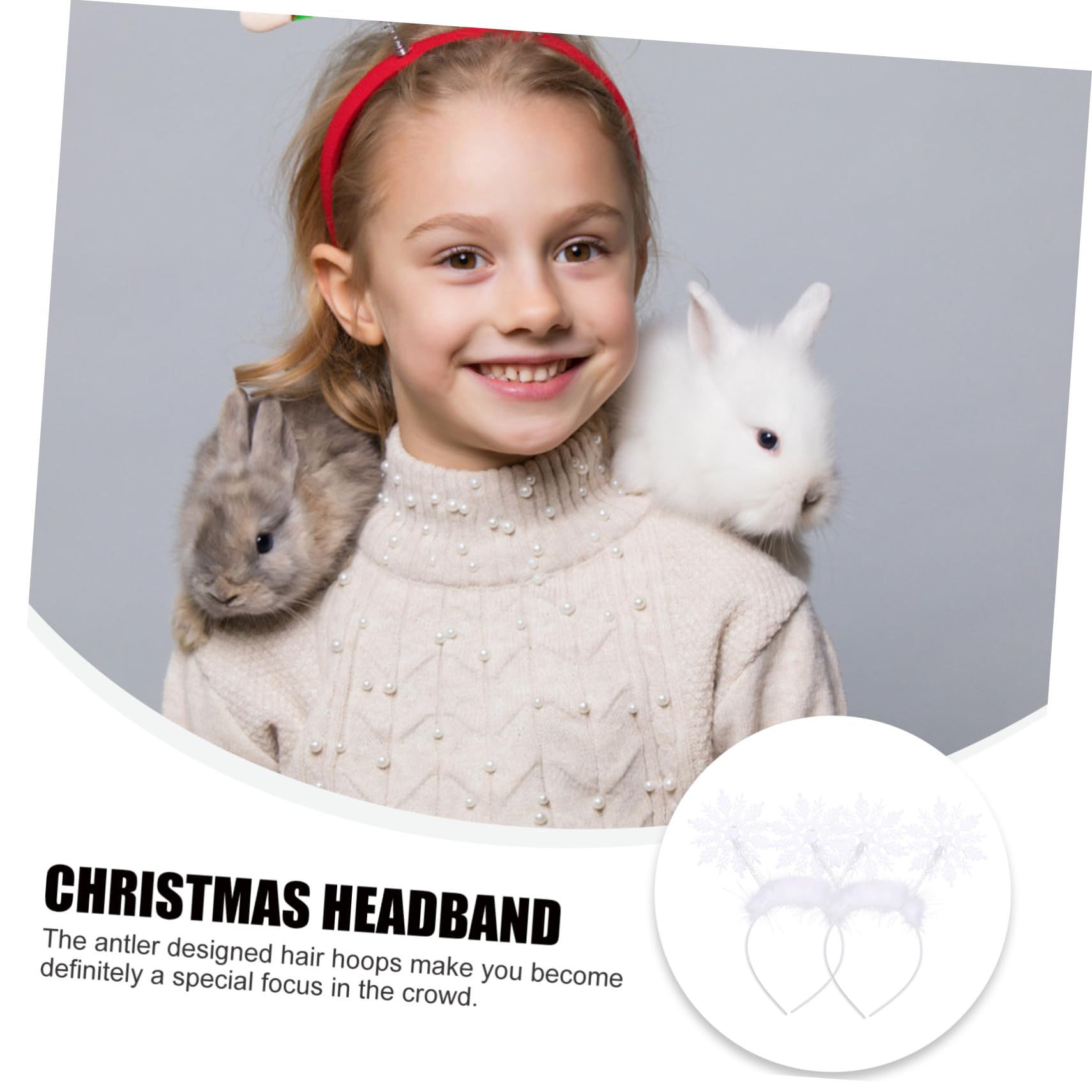 ERINGOGO 2pezzi Fiocco di Natale Cerchietto per Capelli Fascia per Capelli Forma di Fiocco Bianca Decorativa da Palcoscenico