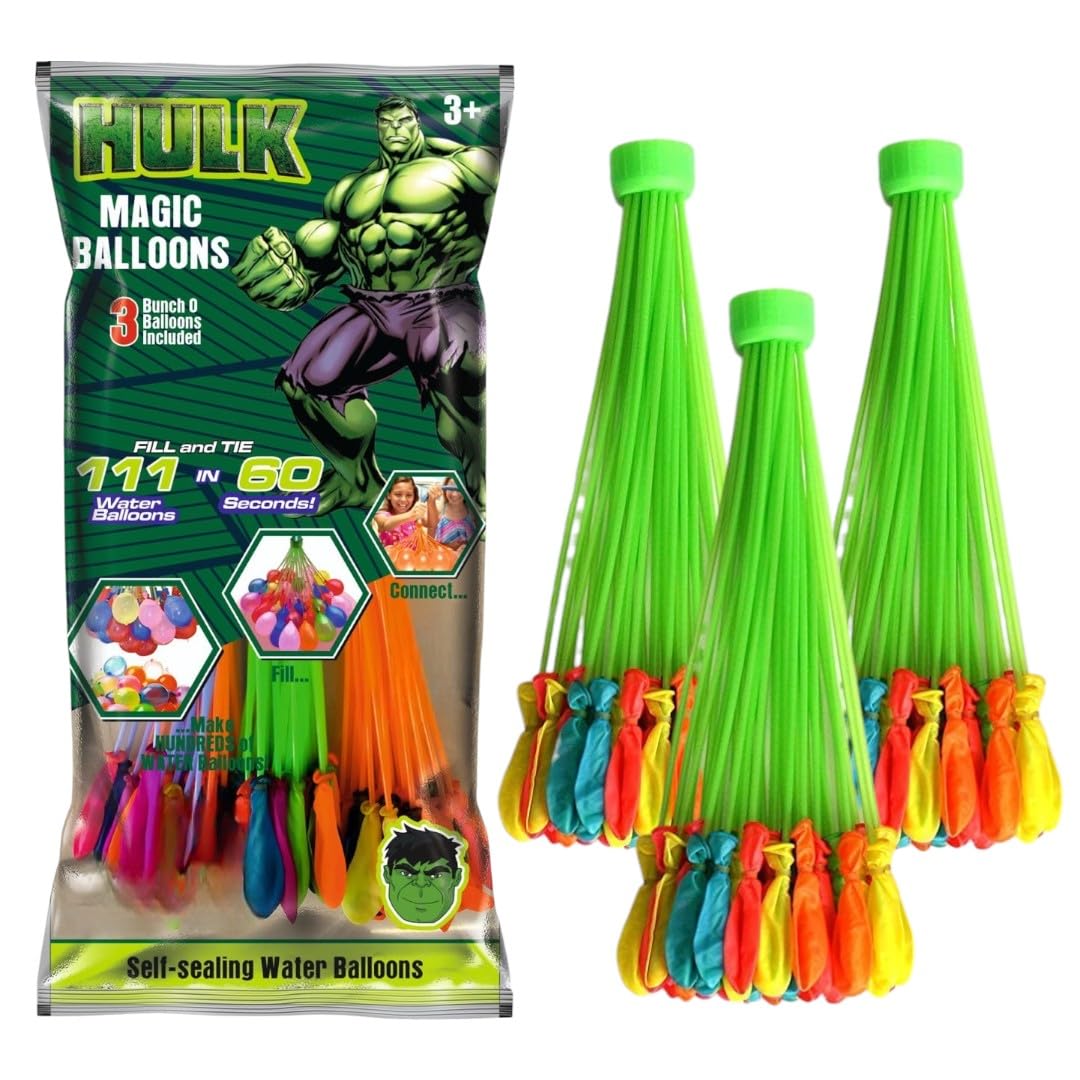 Solid Hulk Holi Water Balloons For Kids, Self-Sealing Water, Fill & Tie 60 Seconds Balloon (Multicolor, Pack of 111)