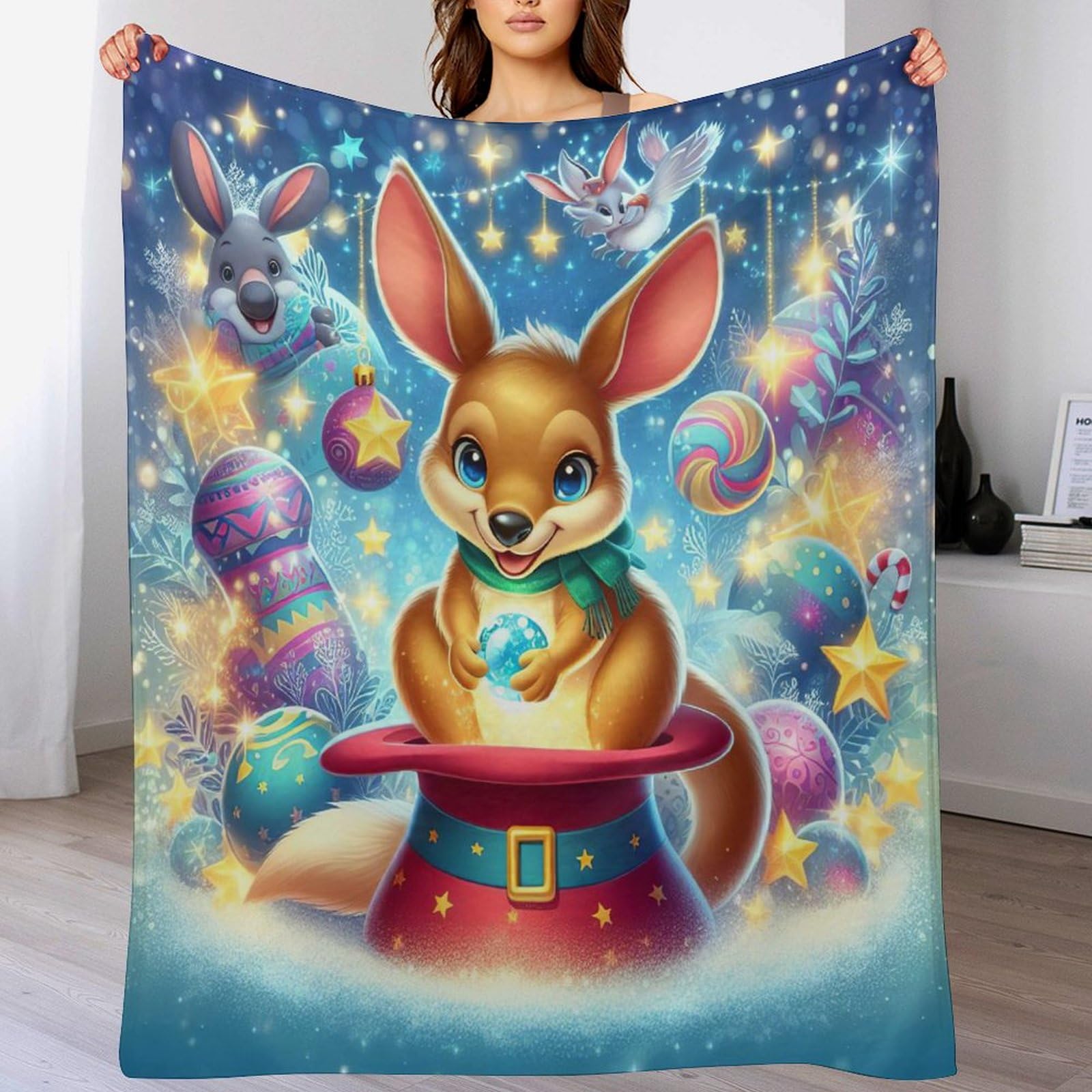 Couverture en peluche ultra luxueuse motif kangourou chic