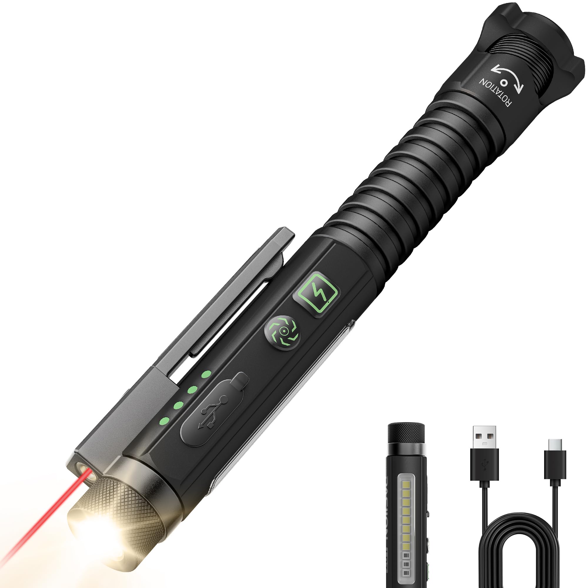 TUOWEE LED Torch Rechargeable, 800 Lumen Small Pen Torch with UV, 11 Modes USB-C Pocket Flashlight, Magnetic Clip & Base for Hiking, Camping, Dog Walking & Emergency — image 1