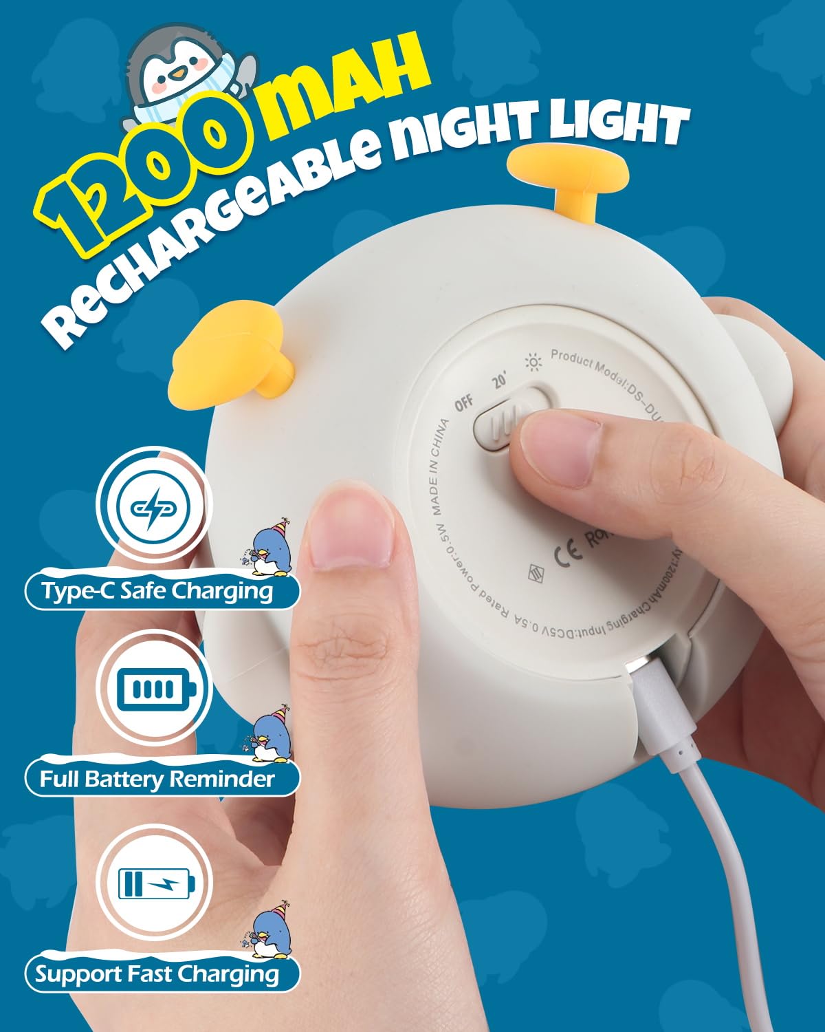 Niedliches Pinguin-Nachtlicht, Tierlampe, lebensmittelechtes Silikon, wiederaufladbar, 2 Stufen dimmbar, Squishy Kinderzimmer Nachtlicht für Schreibtischdekoration, lustige Geschenke für Jungen